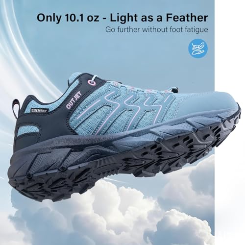 Women's Waterproof Hiking Shoes Blue 8.5 Lightweight Breathable Non-Slip Outdoors