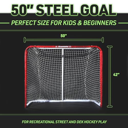 Franklin Sports NHL Youth Street Hockey Goal - Kids Mini Steel Street + Roller Hockey Net - Small Goal for Kids + Beginners - 50" x 42" - Tournament
