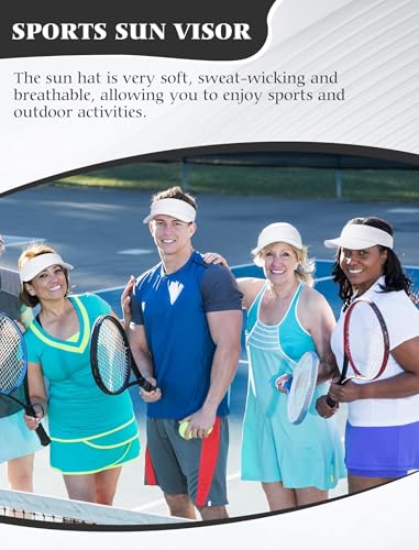 White Sun Visor Hats Pack of 12 Adjustable UV Protection Caps for Men Women