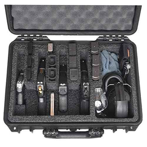 Case Club 4 Pistol and (up to) 33 Magazine with Accessory Pocket Pre-Cut Heavy Duty Waterproof Case with Silica Gel Canister to Help Prevent Gun Rust (Upgraded Gen-2)