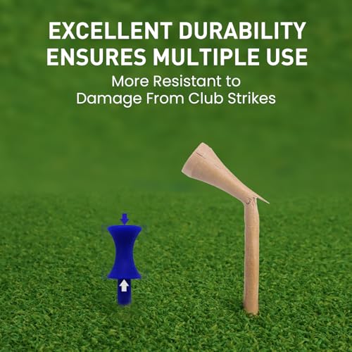 Plastic Golf Castle Tees 1 1/2 Inch Blue - 100 Pack, Durable & Highly Visible