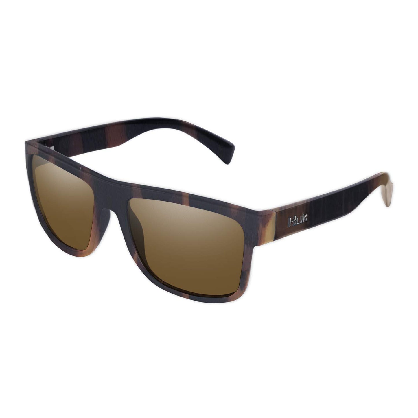 HUK Sunglasses, Polarized Lens Eyewear with Performance Frames, Fishing, Sports & Outdoors Sunglasses, (Clinch) Brown / Tort, Medium/Large