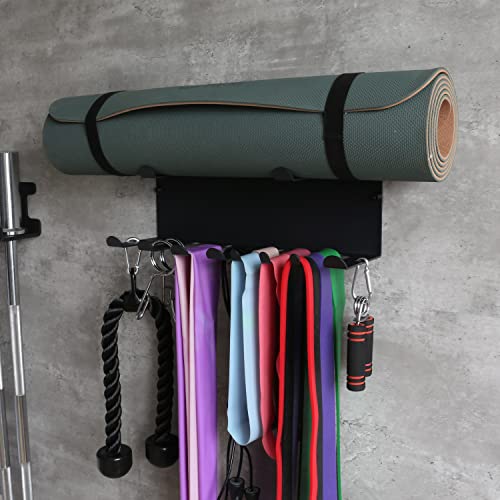 Wall Mount Resistance Bands Rack for Home Gym Storage - Black 16.5"