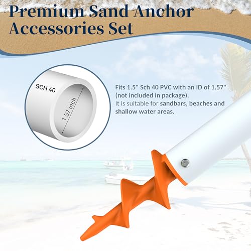 2 Pack Sand Dock Auger Kit for PVC Sandbar Anchors - Fits 1.5" SCH 40 Tubing