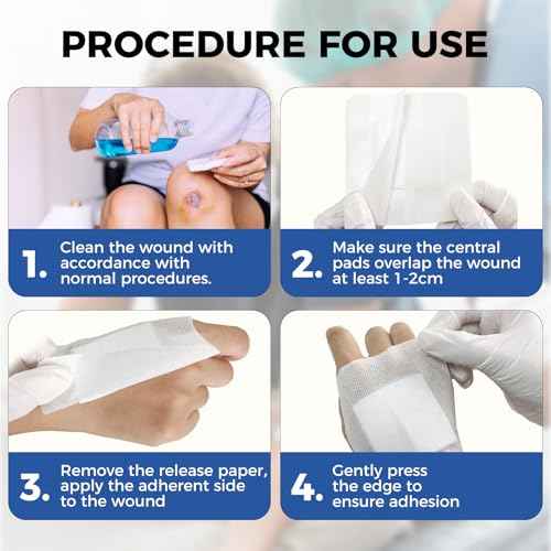 Island Dressing Bordered Gauze 4"x4", 50 Individually Packed Non-Stick Pad in Center with Adhesive Border,Soft Absorbent Medical Grade Dressing Gauze Pad for Wound Care and First Aid