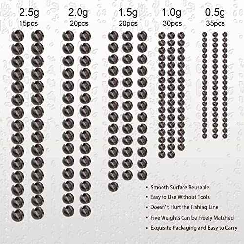 SANWEAL120PCS/200PCS Fishing Weights Sinkers - Premium Split ShotFishing Weights Sinkers - Round Removable Fishing Sinkers - 5/6 Sizes