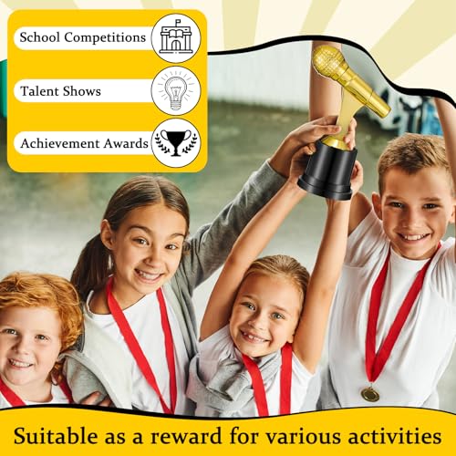Gold Microphone Trophy Set - 24pcs Microphone Music Awards Decorations