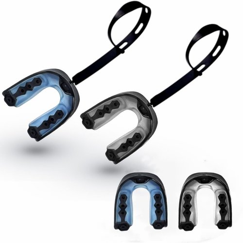Football Mouth Guard, 2pcs Mouth Guard Sports Youth Football Mouthpiece Boxing Mouthguard with Strap Non-Flavored Lacrosse Hockey Mouth Guards for Youth
