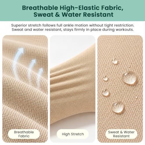 Precut Kinesiology Ankle Tape for Support & Stability - Beige, 4-Pack, Large