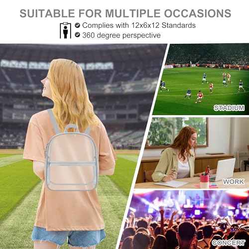 Oraben Clear Backpack for Stadium Events Clear Stadium Backpack 12x6x12 Bag (Nylon Shoulder Straps, Sliver)