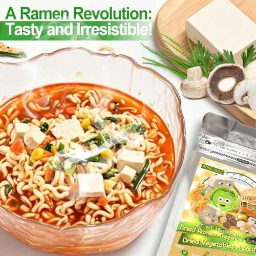 15oz Dehydrated Ramen Toppings Mix with Freeze-Dried Tofu ? 9 Dried Veggies Including Seaweed, Cabbage, Corn ? High Protein, Low Calorie, All-Natural Ramen Mix ? Emergency Food & Camping Meal
