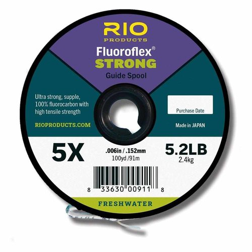 RIO Products Fly Fishing Tippet, Fluoroflex Strong Leader, 100% Fluorocarbon, 30YD Spool, 5.2lb (2.4kg) Test, 006in (.152mm) Diameter