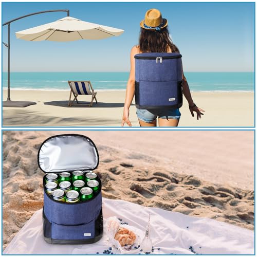 Insulated Waterproof Cooler Backpack for Outdoor - Navy Blue, 30 Can Capacity
