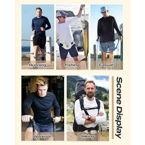 Long Sleeve Shirts for Men - Quick Dry Moisture Wicking UV UPF Sun Protection T-Shirts for Fishing Workout Swim