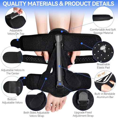 Plantar Fasciitis Night Splint for Women & Men - Universal Size 3 Adjustable Straps Achilles Tendonitis Brace, Heel Spur Pain Foot Splint, Plantar Fasciitis Relief for Sleeping, Black