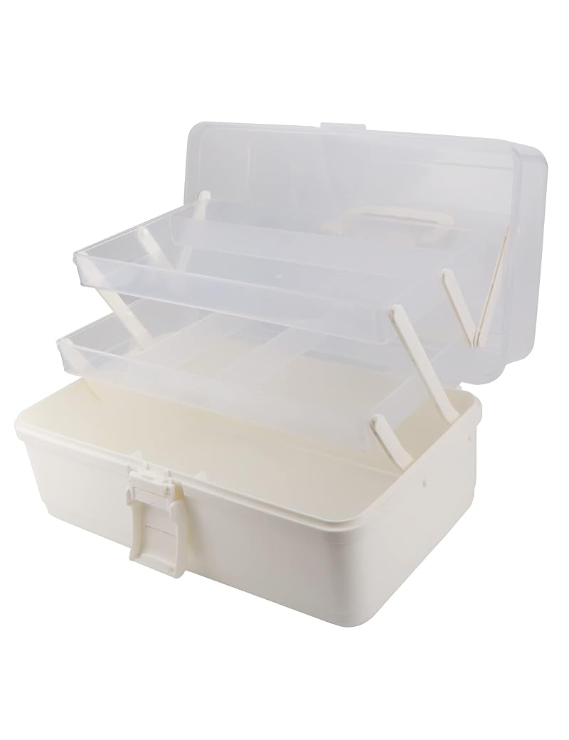 Large 3-Layer Tackle Box, White Plastic Storage Organizer with 2 Trays - Avlcoaky Variation of THIS listing