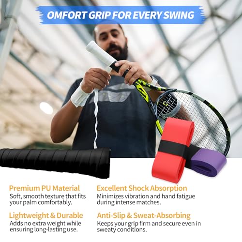 100pcs Tennis Racket Grip Tape Set - Precut Sweat-Absorbing, Anti-Slip Tennis Overgrip in 10 Colors