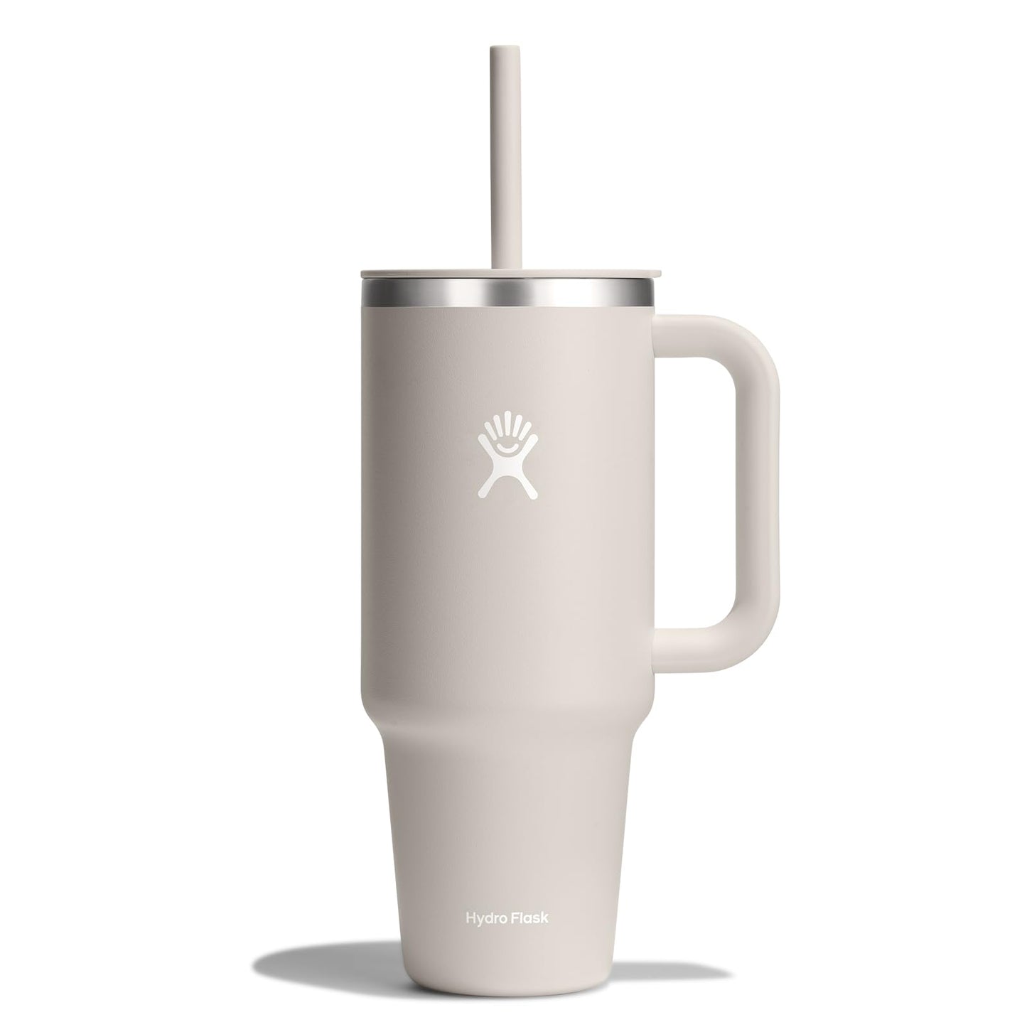 Hydro Flask 40 Oz Travel Tumbler with Handle, Lid and Straw - Insulated Stainless Steel in 40 Oz Oat Tan