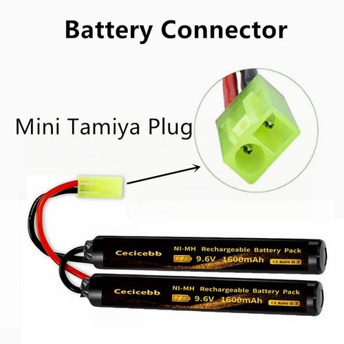 Cecicebb 9.6V 1600mAh Nunchuck Butterfly Mini NiMH Battery Pack for AEG Airsoft Gun ICS CA TM SRC JG G36 M733 1 Pack 9.6V Airsoft Battery with Charger