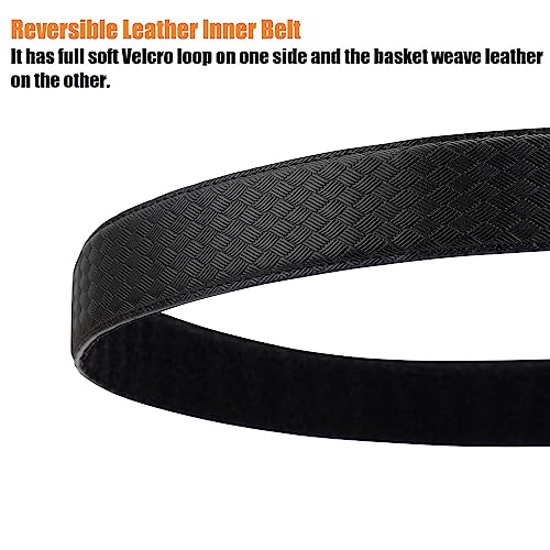 Reversible Leather Inner Belt with Loop for Law Enforcement - Basket Weave Large Variation