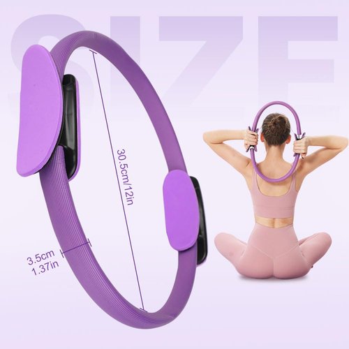 Pilates Ring Fitness Trainer, 2025 Upgrade Magic Circle Pilates Ring, Pilates Circle Yoga Rings Circle Pilates Exercise Equipment with Dual Padded Handles for Beginners Men Women (Blue-33cm)