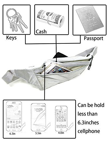 Naoki Waterproof Sports Waist Pack Bag with Silver Gray Variation