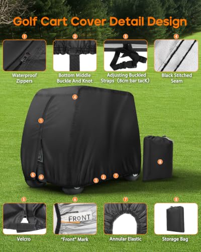 Neverland 6 Passenger Golf Cart Cover Waterproof Fit for Yamaha Club Car EZGO Black XXL