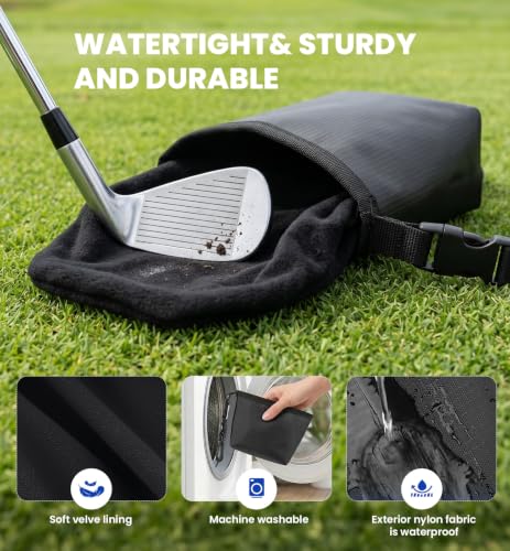 Golf Club Cleaner Kit with Retractable Brush and Waterproof Bag