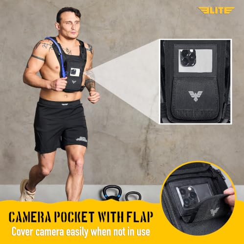 Elite Hydra Running Chest Pack with Phone Holder & Water Bladder - Black / Medium