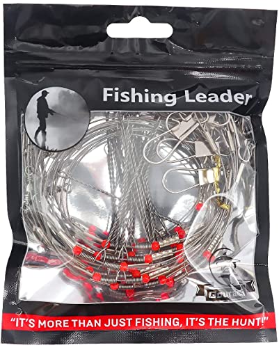 12PCS Stainless Steel Fluorocarbon Fishing Leaders 70lb, 17.7 Inch, Saltwater & Freshwater