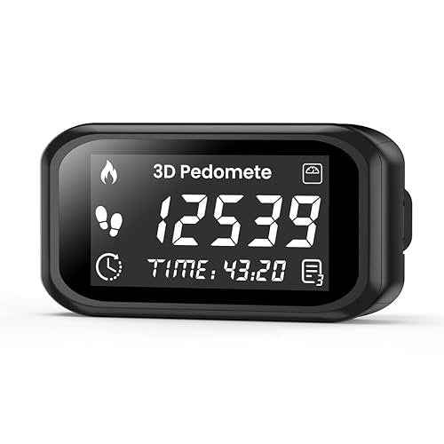 3D Pedometer for Walking, Accurate Step Counter with LCD Display for Step Calorie Tracker Clip-On Wearable Pedometer Daily Activity Data Monitor Rechargeable Portable Fitness Tracker Device