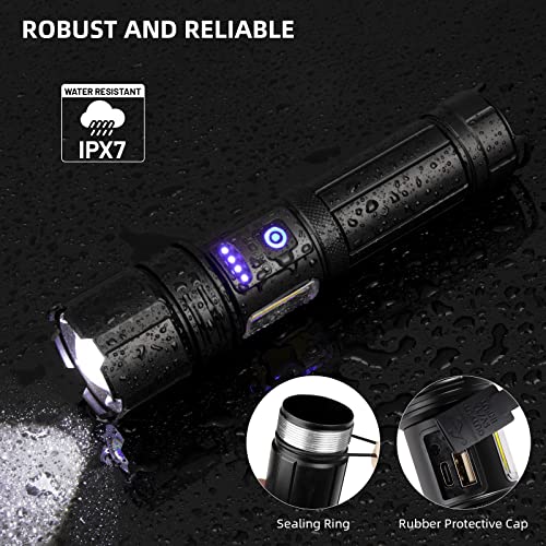 High Lumens Rechargeable LED Flashlight 90,000 Lumens Waterproof Outdoor Light