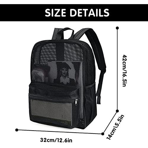 Heavy Duty Mesh Backpack for College & Outdoor Activities - Black