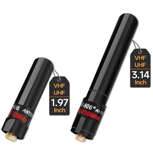 ABBREE Dual Band VHF UHF 136-174MHz 400-470MHz Ham Radio Antenna SMA-Female Short Stubby Antenna for Baofeng UV-5R 5RM BF-F8HP/Pro K5PLUS UV-21R AR-152 Radio Accessories,2Pack(1.96-Inch+3.14-Inch)