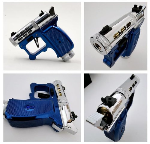 Hawki Gem CO2 .177 Cal Air Pistol Blue Sapphire Edition, Self-Defence, 1-Shot, 400+ FPS, Single Action with Adapter, 5X CO2 Cylinders (12g), 100x Steel BBS (.177 Cal), 100x Airsoft BBS (6mm) Bundle
