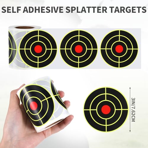 3-Inch Fluorescent Yellow Shooting Targets Roll - 100 Self-Adhesive Paper Stickers for Range Practice