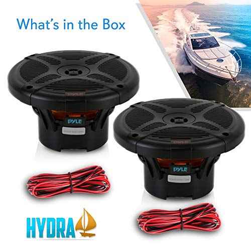 Pyle 6.5 Inch Marine Speakers - Coaxial 2-Way Waterproof Component Speaker Pair | Audio Stereo Sound System with Wireless RF Streaming Support | 6.5" In., 600 Watt - Pyle PLMRF65SB