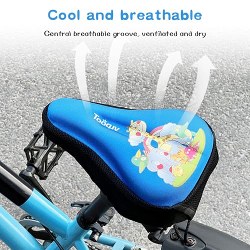 Kids Bike Seat Cushion Black S - Cartoon Non-Slip Shock Absorbing Seat Cover