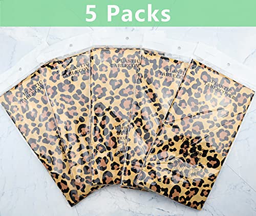 Leopard Table Covers 5 Pack - Jungle Safari Animal Print Party Supplies