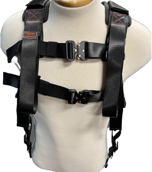 RR GET RIPPED! BY ROSENBLATT Squat Harness Premium Adjustable V3. squat deadlift lunge calf raise nordic knees over toes mobility quads glutes hamstrings calves (Black)