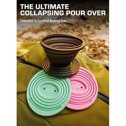 COLETTI Sierra Camping Pour Over Coffee Dripper ? Collapsible Pour Over Coffee Dripper ? Includes Pack of Paper Filters [Black, Pack of 1]