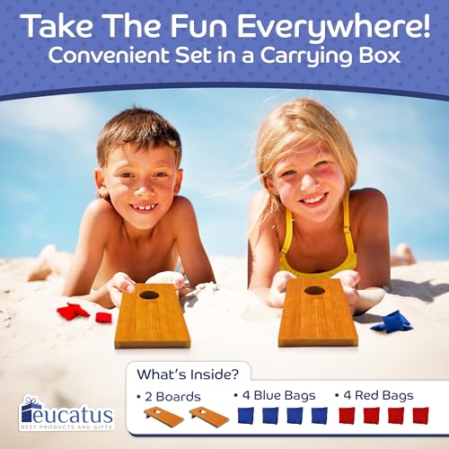 Mini Kids Portable Cornhole Set - 2 Boards & 8 Bags for Parties & Sleepovers