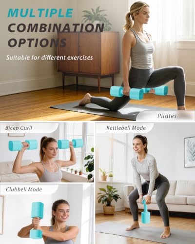 Adjustable Dumbbell Set of 2 - Mint Blue 10LB Weights for Home Workouts