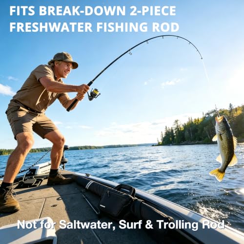 Fishing Rod Case 52inch with Tackle Pockets - Green, Adjustable 46-52" for 1-2 Reels