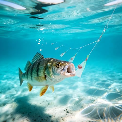 Saltwater Fish Bait Rigs with Hooks and Feathers - Handcrafted Fish Skin Lures