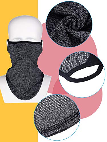 SATINIOR 4 Pack Neck Gaiter with Ear Loops - Light Blue, Green, Grey, Black & Blue