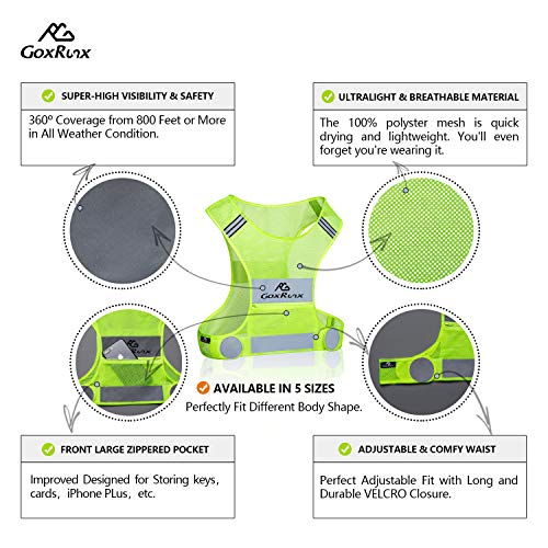 Large Yellow Reflective Safety Vest Running Gear with Armbands & Bag - Ultralight Reflective Vest for Jogging