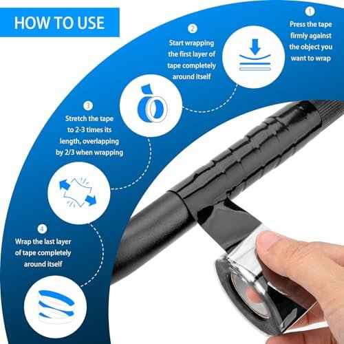 2 Rolls Grip Tape, 1IN X 10FT Grip Tape for Handles, Silicone Rubber Wrap for Pull Up Bars, Sports, Dumbbells, Barbells, Gym Equipment and Tools