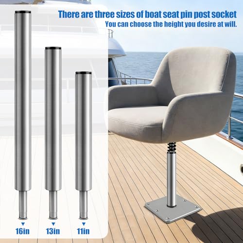 11-Inch Aluminum Boat Seat Pin Post Silver Lock-in Extension Pole for Marine