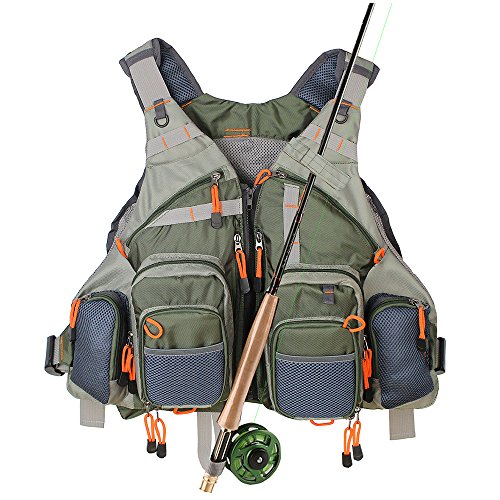 Fly Fishing Vest Pack for Men and Women - Army Green, Adjustable, Lightweight